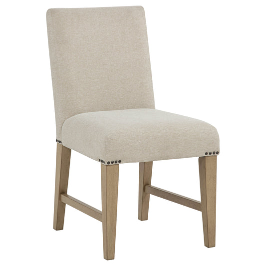 Naser Parsons Dining Side Chair Beige and Light Oak (Set of 2)