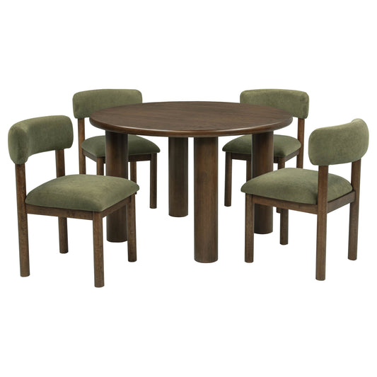 Faulkner 5-piece 48-inch Round Dining Set Moss Green