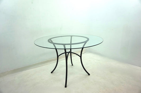 Kline 48-inch Round Glass Top Dining Table Matte Black