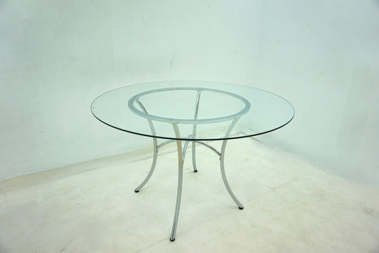 Kline 48-inch Round Glass Top Dining Table Chrome