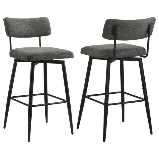 Levine Fabric Upholstered Swivel Bar Chair Grey (Set of 2)