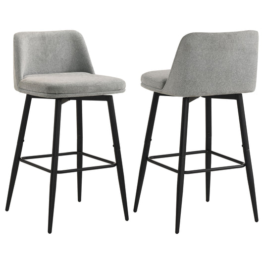 Mellor Fabric Upholstered Swivel Bar Chair Grey (Set of 2)