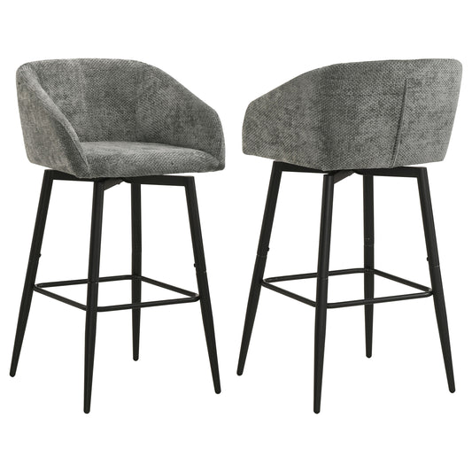 Rainer Fabric Upholstered Swivel Bar Chair Charcoal (Set of 2)