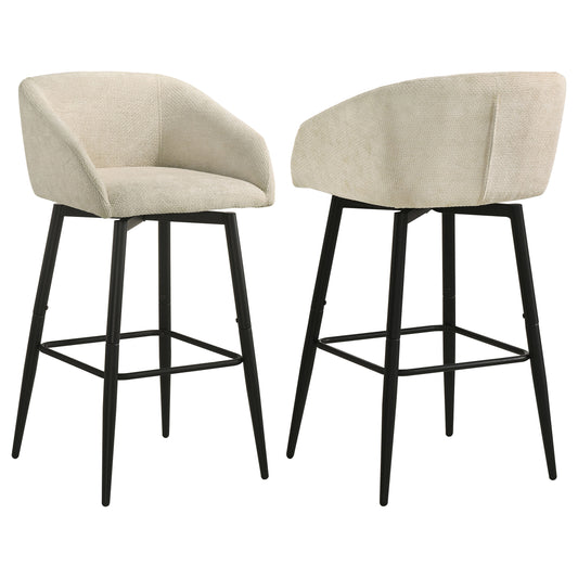 Rainer Fabric Upholstered Swivel Bar Chair Cream (Set of 2)