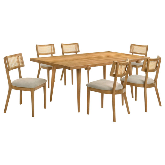 Fabra 7-piece 79-inch Rectangular Dining Set Honey Wheat