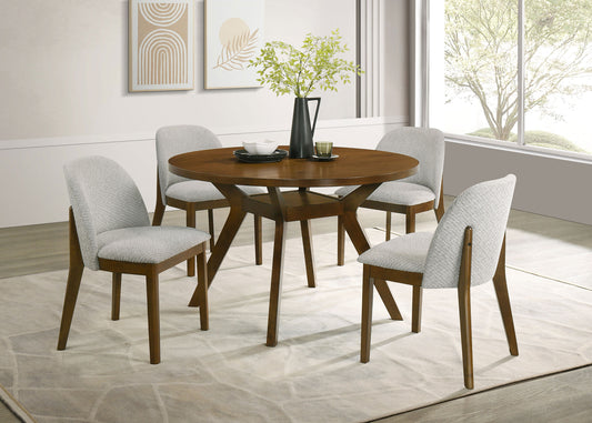 Mueller 5-piece 48-inch Round Dining Set Brown and Beige