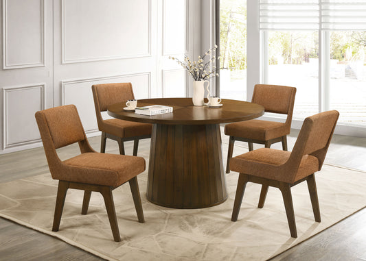 Galindo 5-piece 52-inch Round Dining Set Nutmeg and Walnut