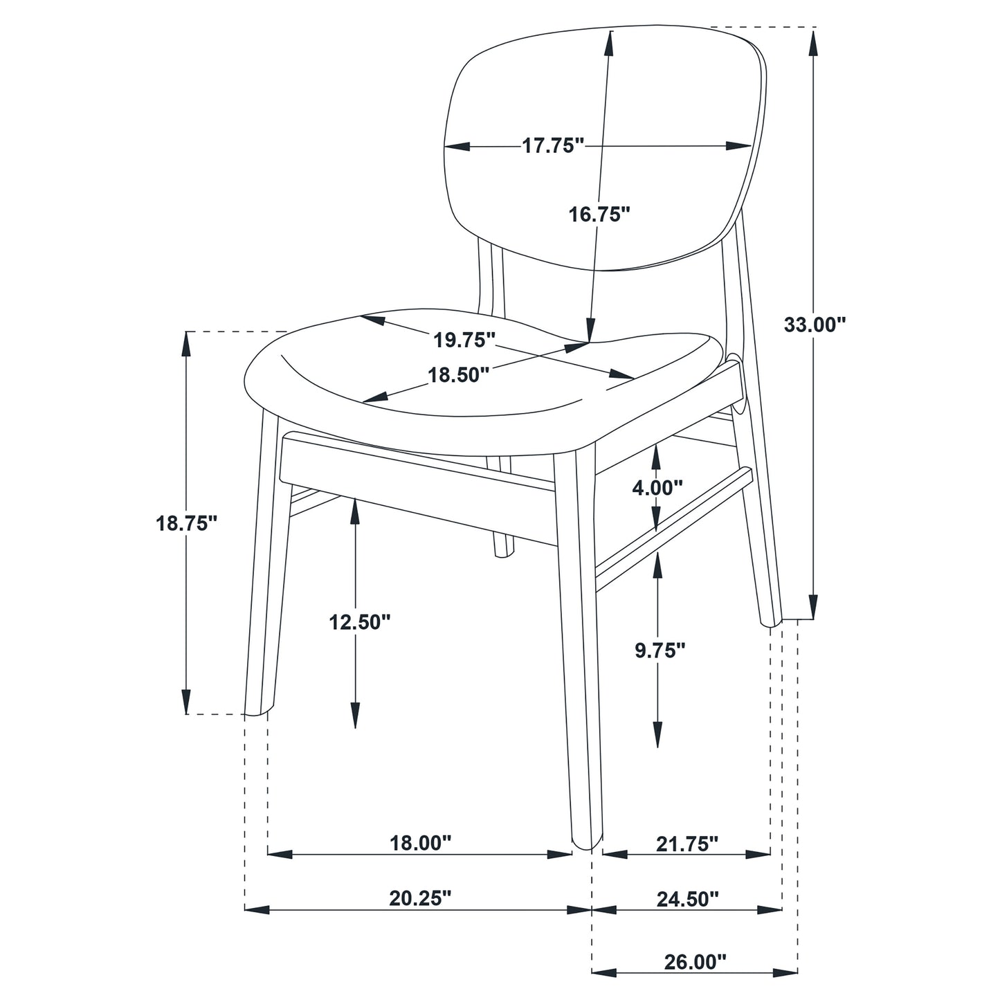 Benford Dining Side Chair Upholstered Seat Dark Brown (Set of 2)