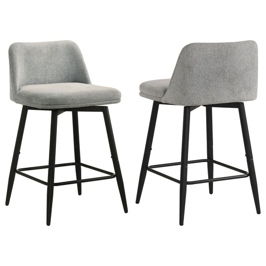 Mellor Fabric Upholstered Swivel Counter Chair Grey (Set of 2)