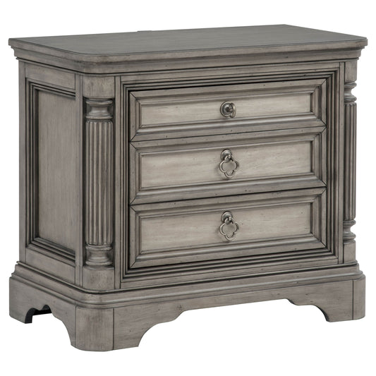 Cresswell 3-drawer Nightstand Bedside Table Weathered Taupe