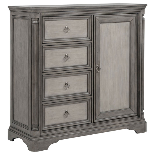Cresswell 4-drawer Door Chest with Hidden Storage Weathered Taupe