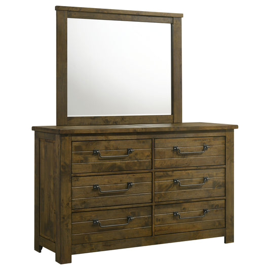 Doherty 6-drawer Dresser with Mirror Rustic Brown
