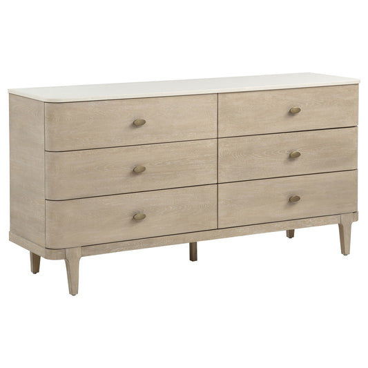 Lucaire 6-drawer Dresser Cabinet Sandstone