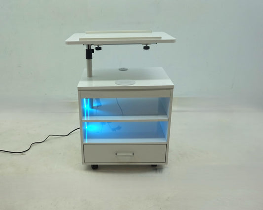Lerma 1-drawer Adjustable Tray Top Nightstand with Speaker White High Gloss