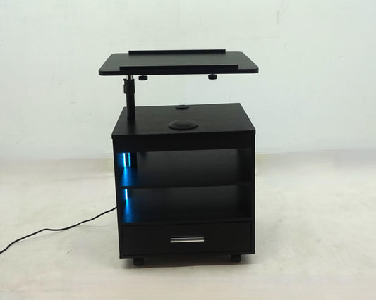 Lerma 1-drawer Adjustable Tray Top Nightstand with Speaker Black Ash