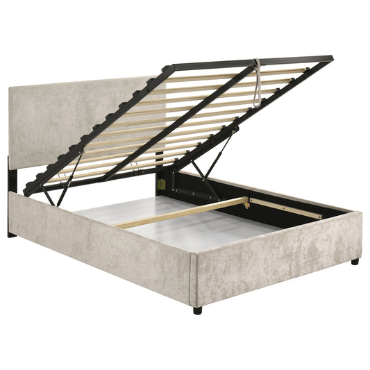 Reeves Upholstered Full Lift-Top Storage Platform Bed Beige