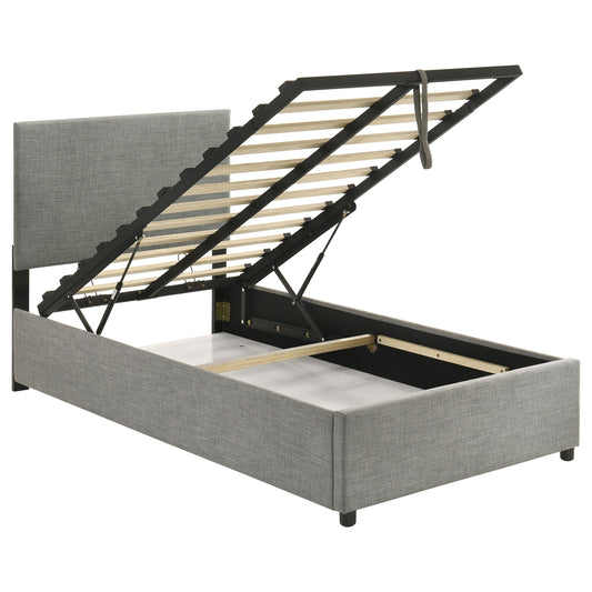Reeves Upholstered Twin Lift-Top Storage Platform Bed Grey