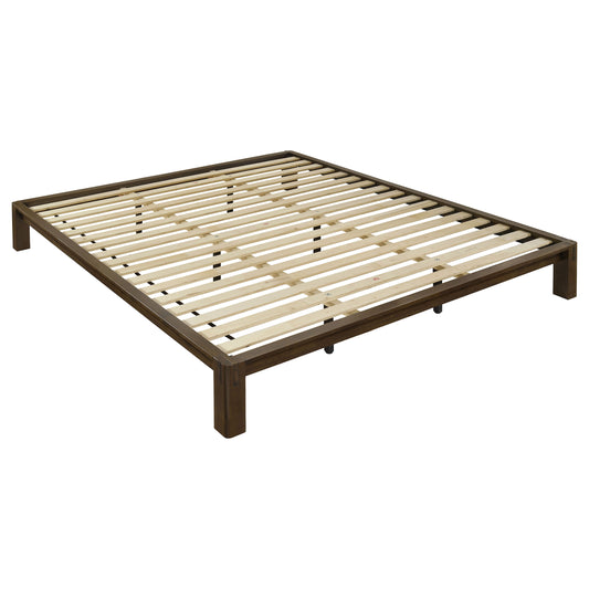 Gislen Eastern King Easy Assembly Wood Platform Bed Walnut