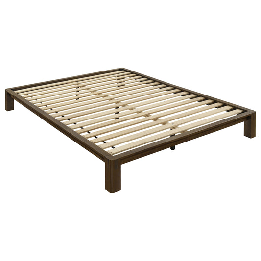 Gislen Queen Easy Assembly Wood Platform Bed Walnut