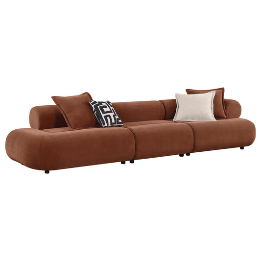 Byrne 143-inch Velvet Modular Bumper Sectional Sofa Rust