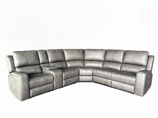 Lumen 3-piece Faux Leather Triple Power Reclining Sectional Charcoal