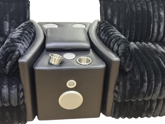 Madden Leatherette Bluetooth Audio Console with Power Outlet Black