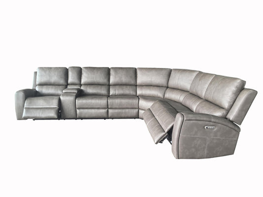 Lumen 4-piece Faux Leather Triple Power Reclining Sectional Charcoal
