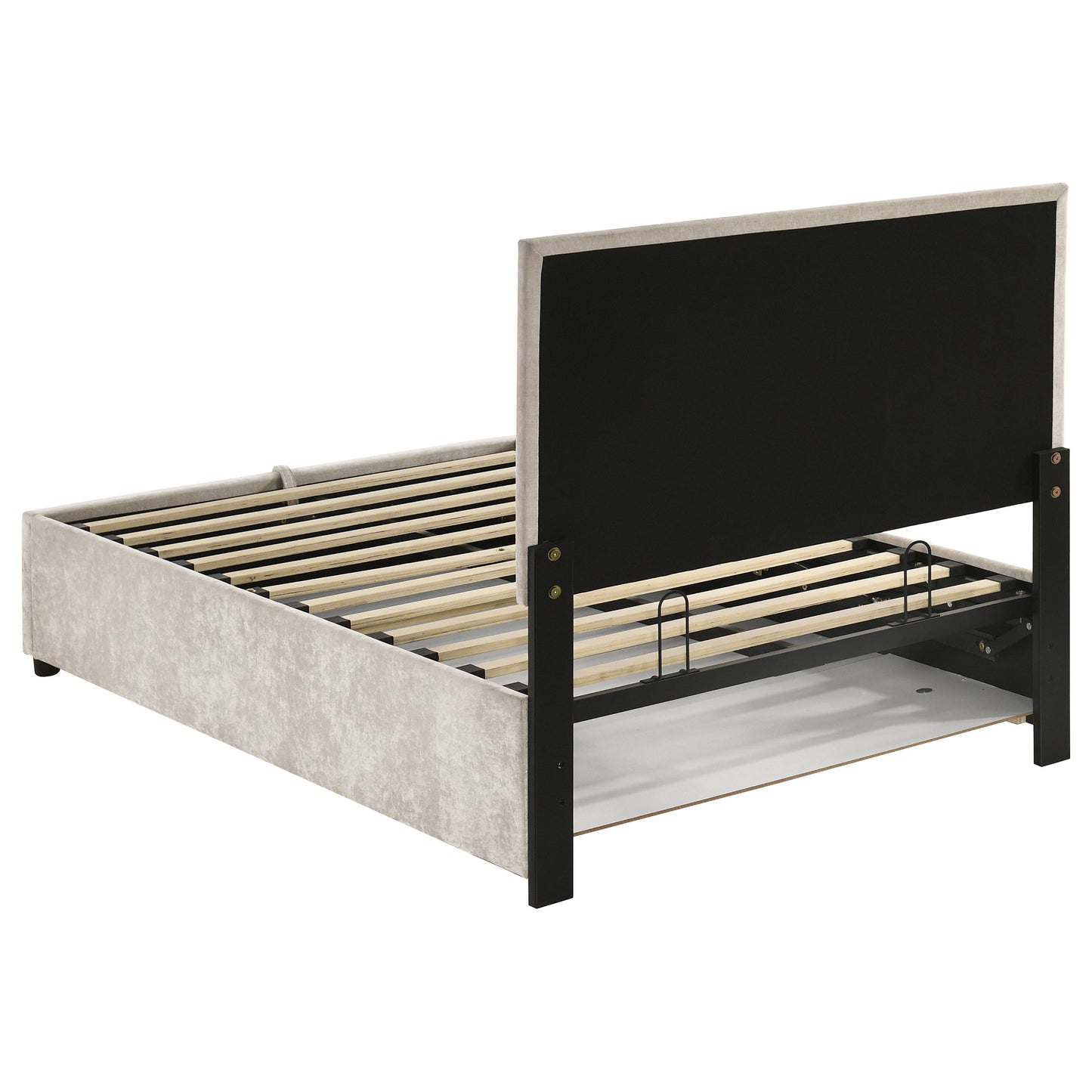 Reeves Upholstered Twin Lift-Top Storage Platform Bed Beige