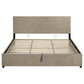 Reeves Upholstered Eastern King Lift-Top Storage Platform Bed Tan