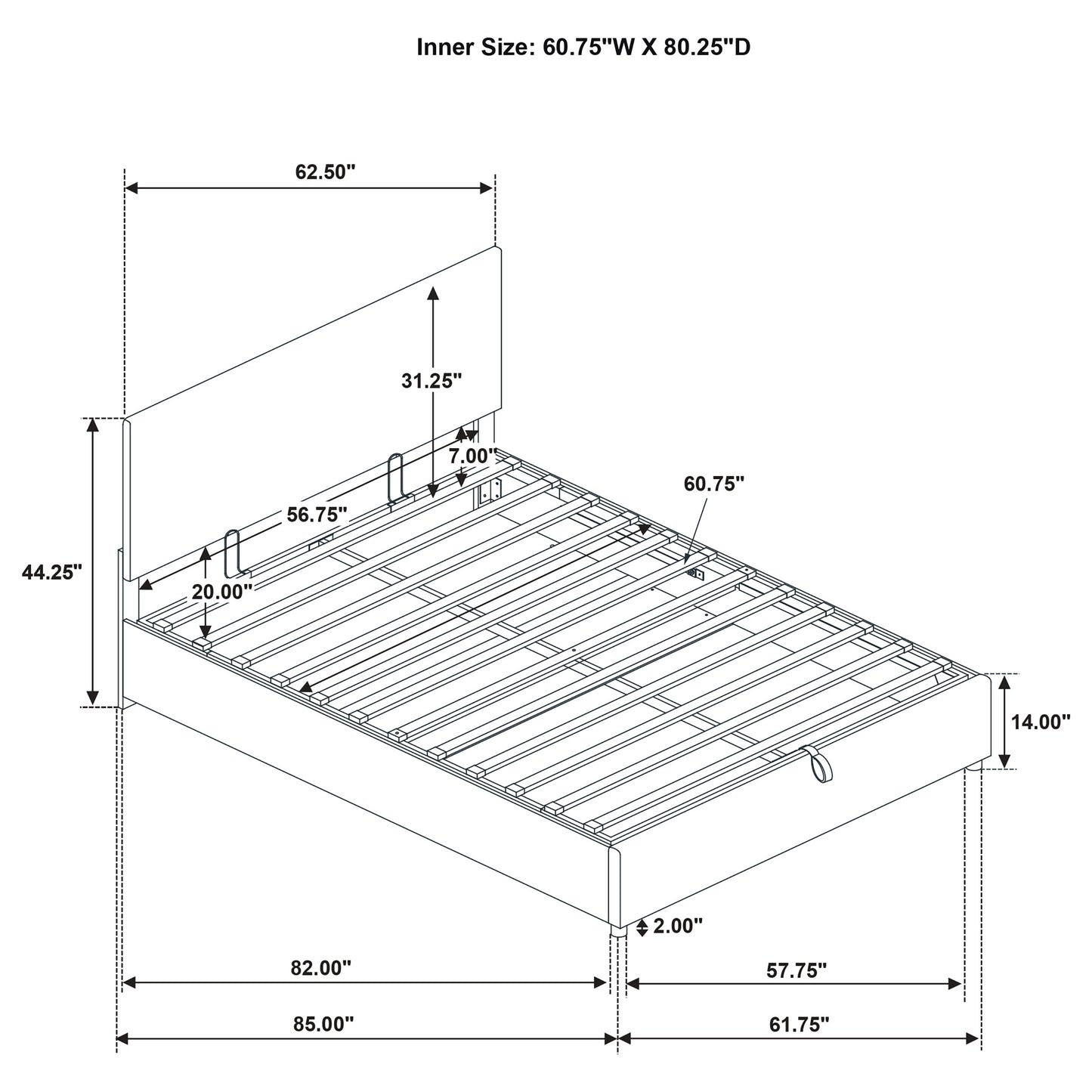 Reeves Upholstered Queen Lift-Top Storage Platform Bed Beige