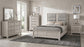 Farre Queen Upholstered Platform Panel Bed Washed Grey