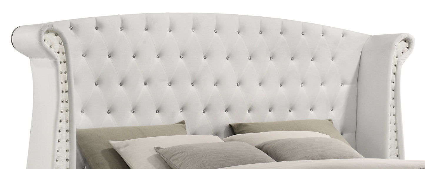Barzini Upholstered Eastern King Wingback Bed White