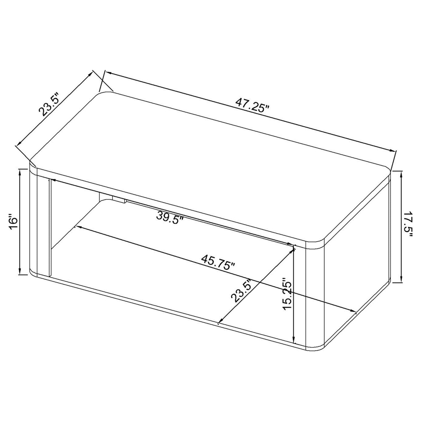 Alsina Rectangular Coffee Table with Open Shelf Greige