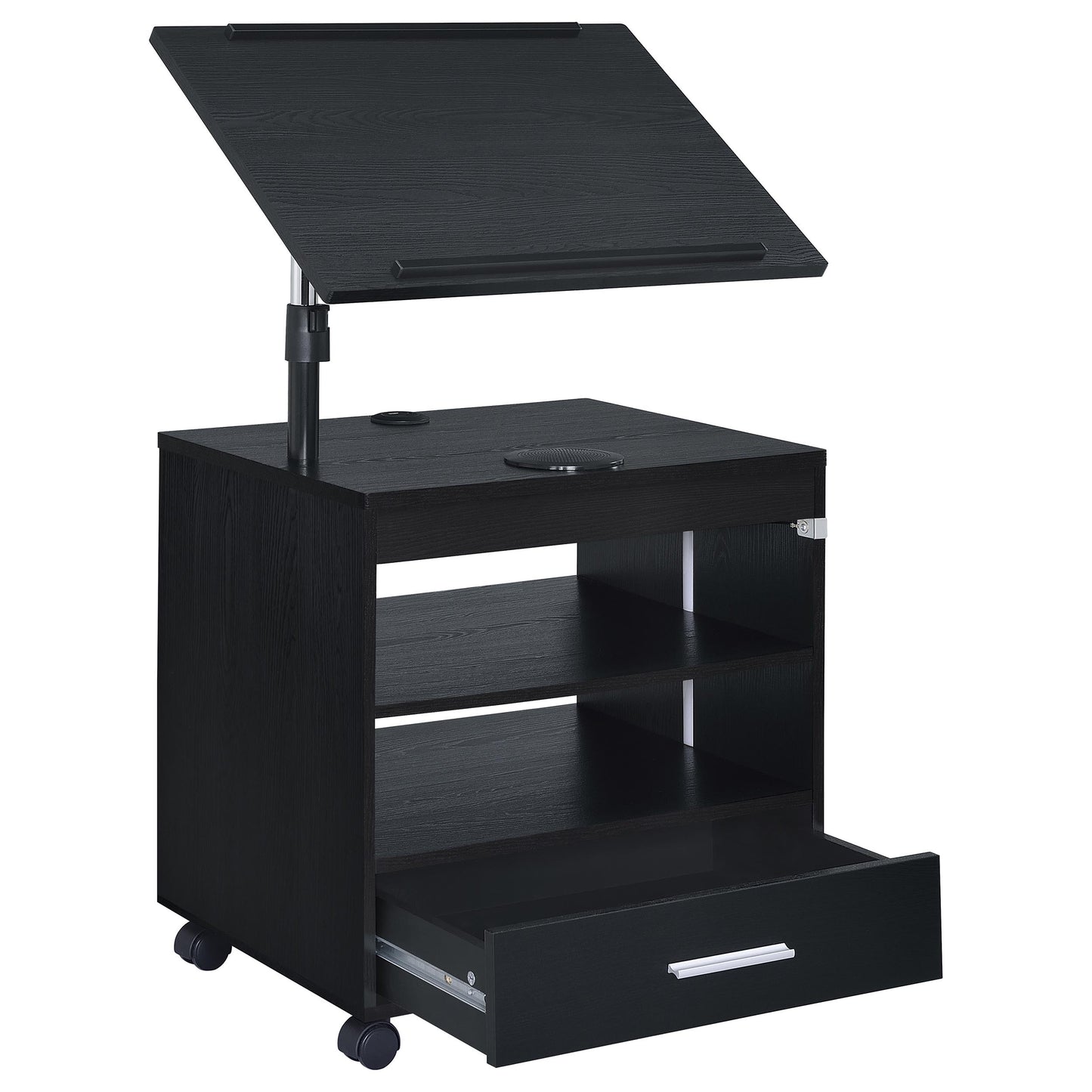 Lerma 1-drawer Adjustable Tray Top Nightstand with Speaker Black Ash