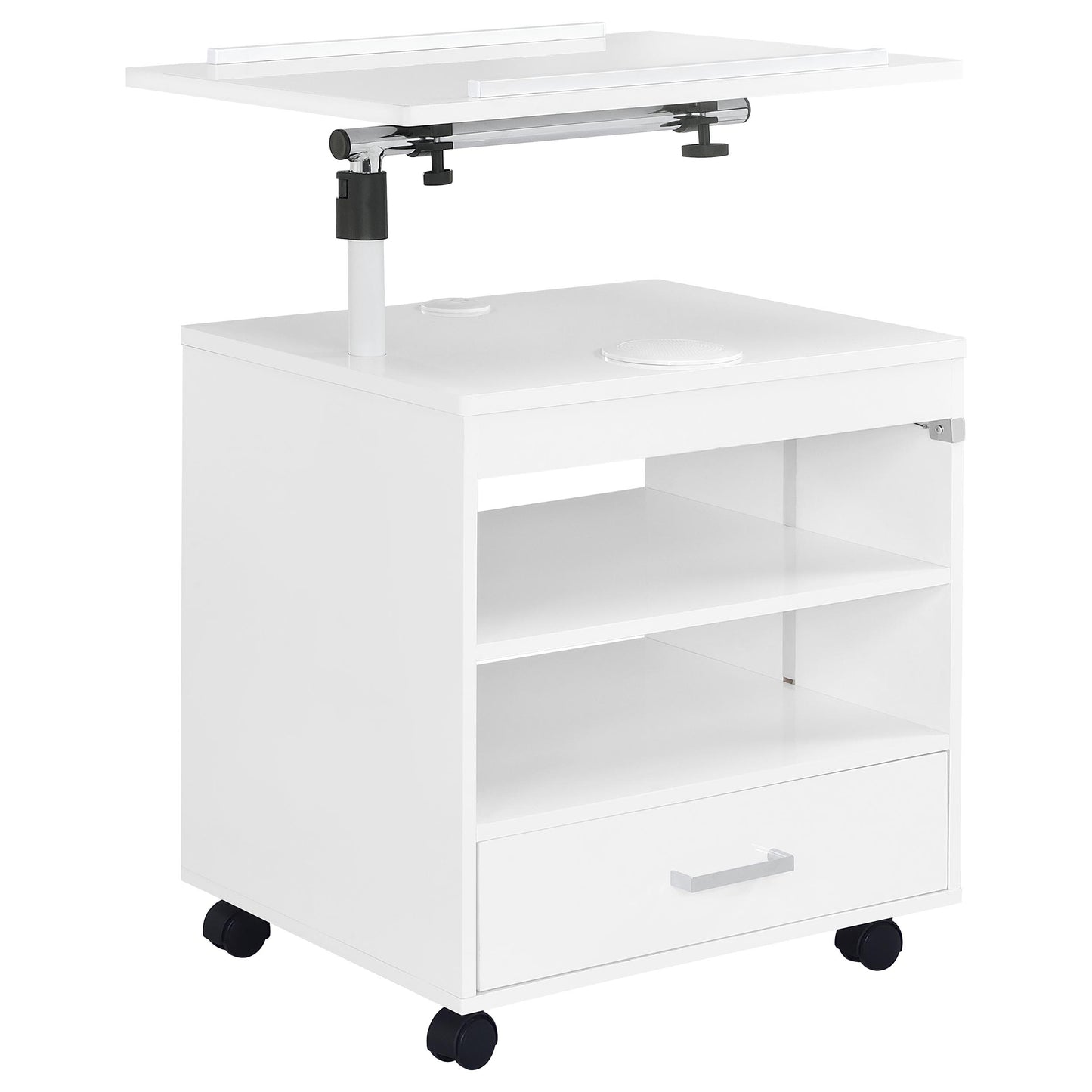 Lerma 1-drawer Adjustable Tray Top Nightstand with Speaker White High Gloss
