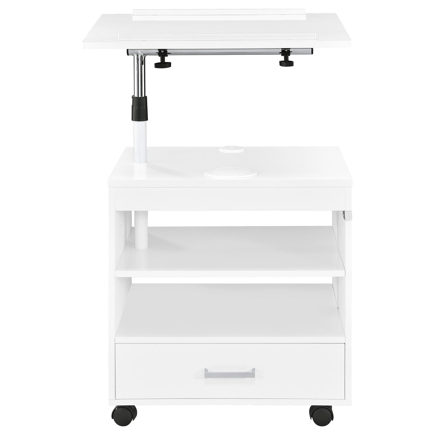Lerma 1-drawer Adjustable Tray Top Nightstand with Speaker White High Gloss