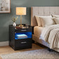 Furda 2-drawer LED Nightstand Bedside Table with Speaker Black Ash