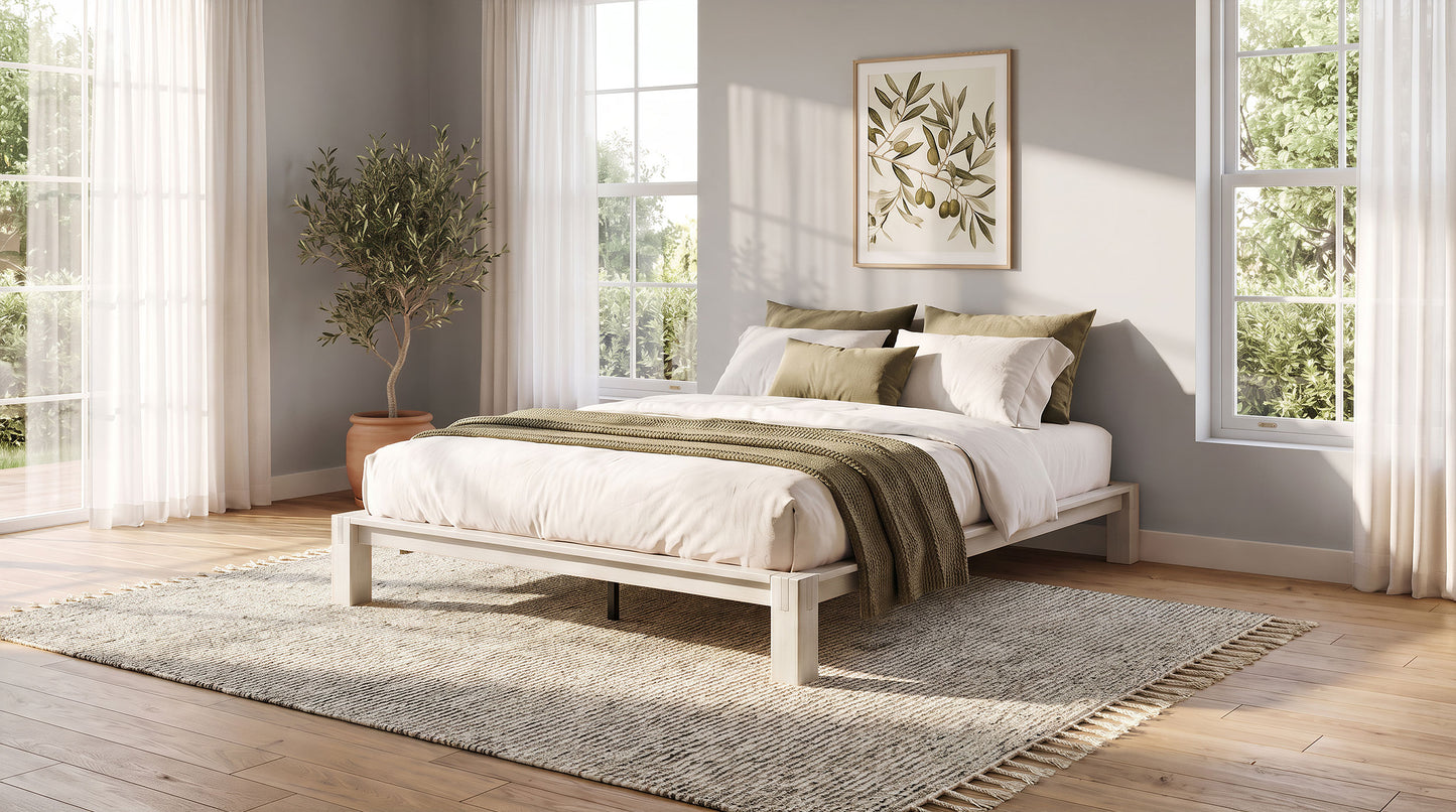 Gislen Queen Easy Assembly Wood Platform Bed White
