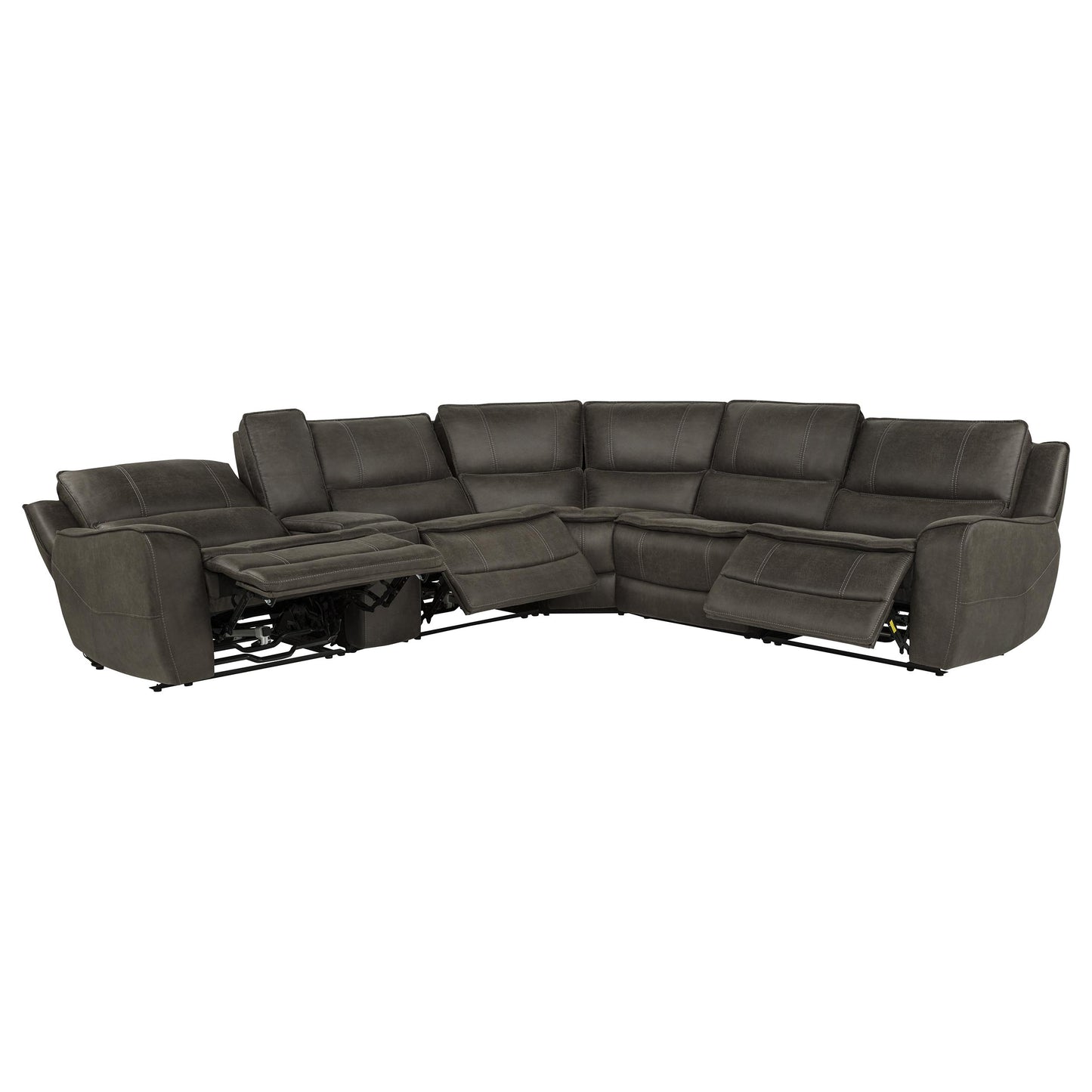 Marcell 6-Piece L-Shaped Power Reclining Sectional with Console Grey