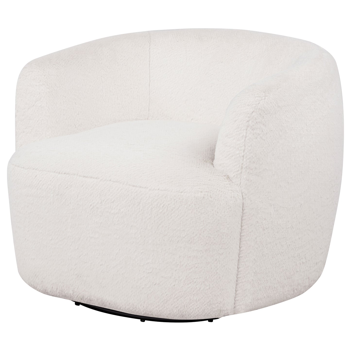 Hudson Faux Fur Swivel Accent Chair Ecru