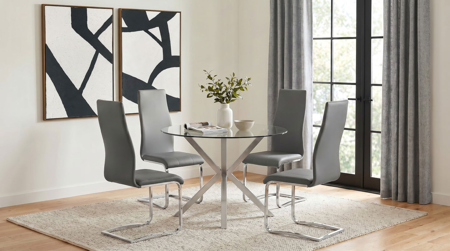 Vance Round 41-inch Glass Top Asterisk Dining Table Chrome