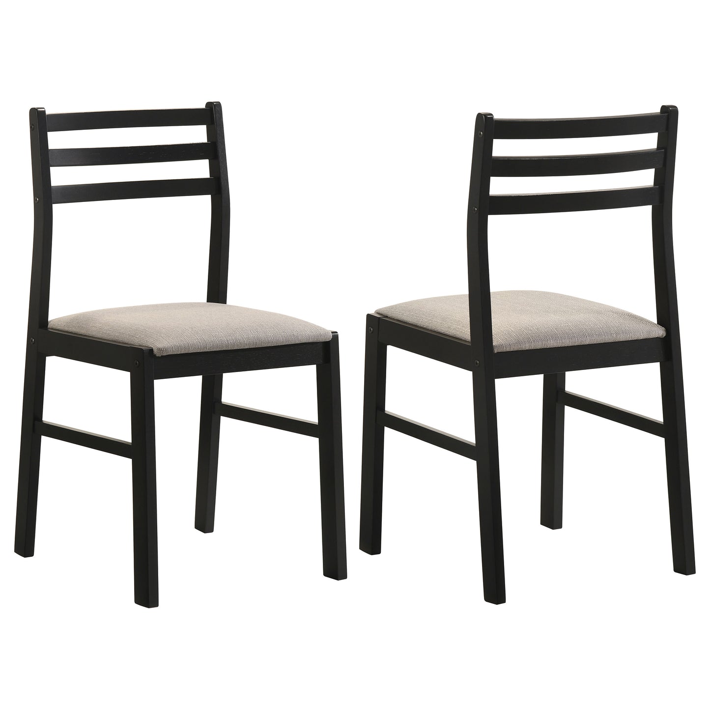 Sykes Fabric Upholstered Ladder Back Side Chair Black and Beige (Set of 2)