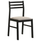 Sykes Fabric Upholstered Ladder Back Side Chair Black and Beige (Set of 2)