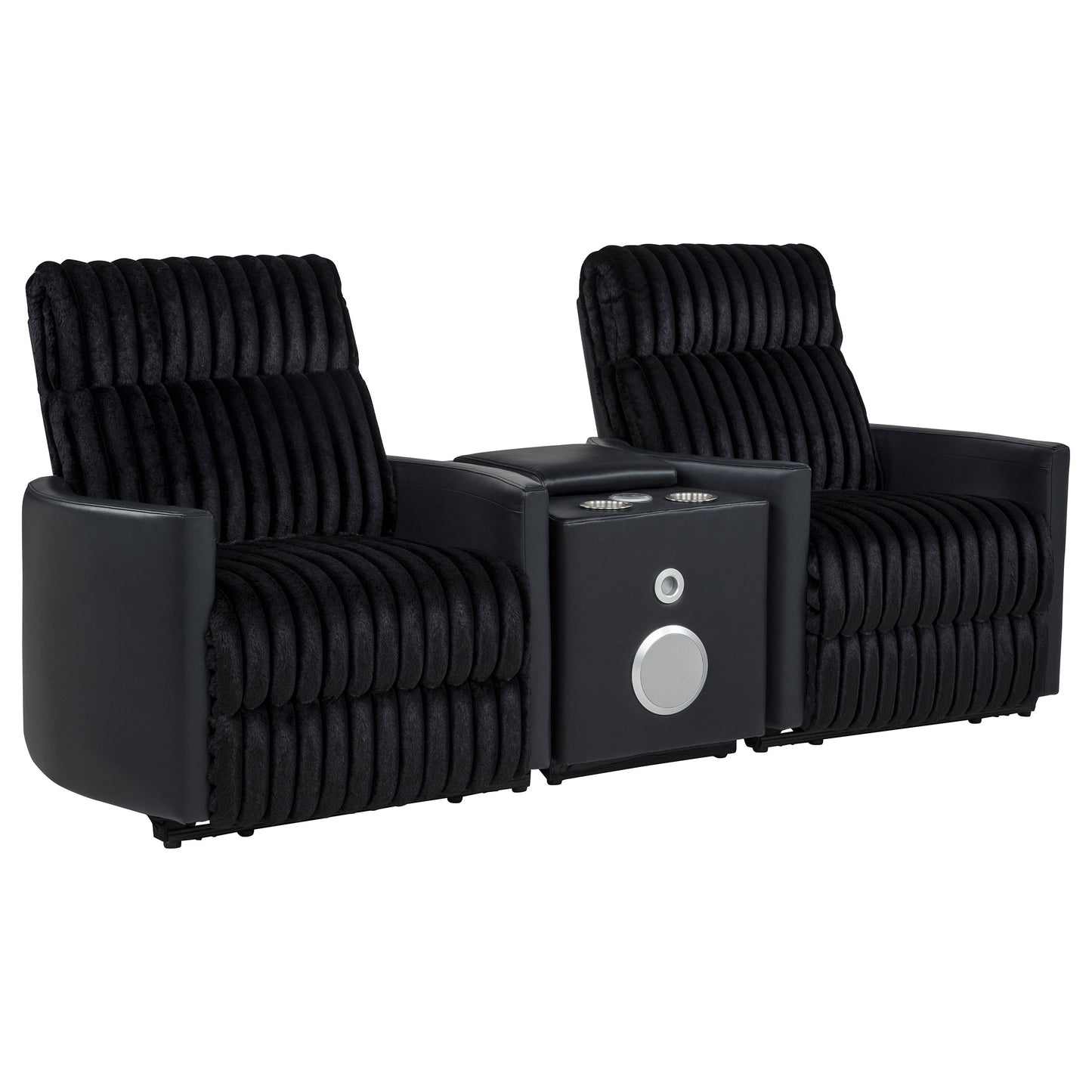 Madden 3-piece Corduroy Upholstered Manual Theater Seating Black