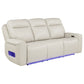 Rojas Dual Power Reclining Sofa with Drop-Down Console Greige