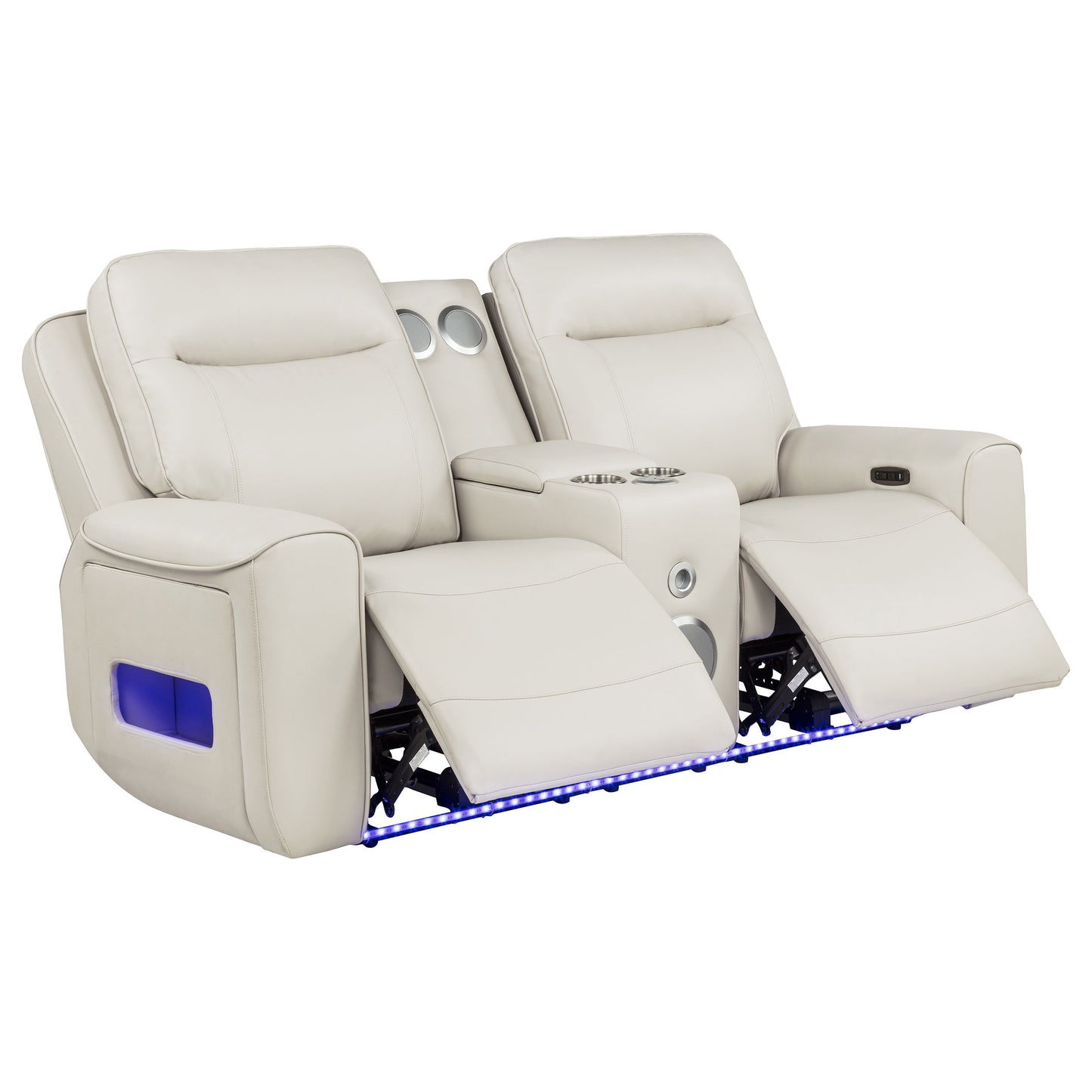 Rojas Dual Power Reclining Loveseat with Bluetooth Speakers Greige