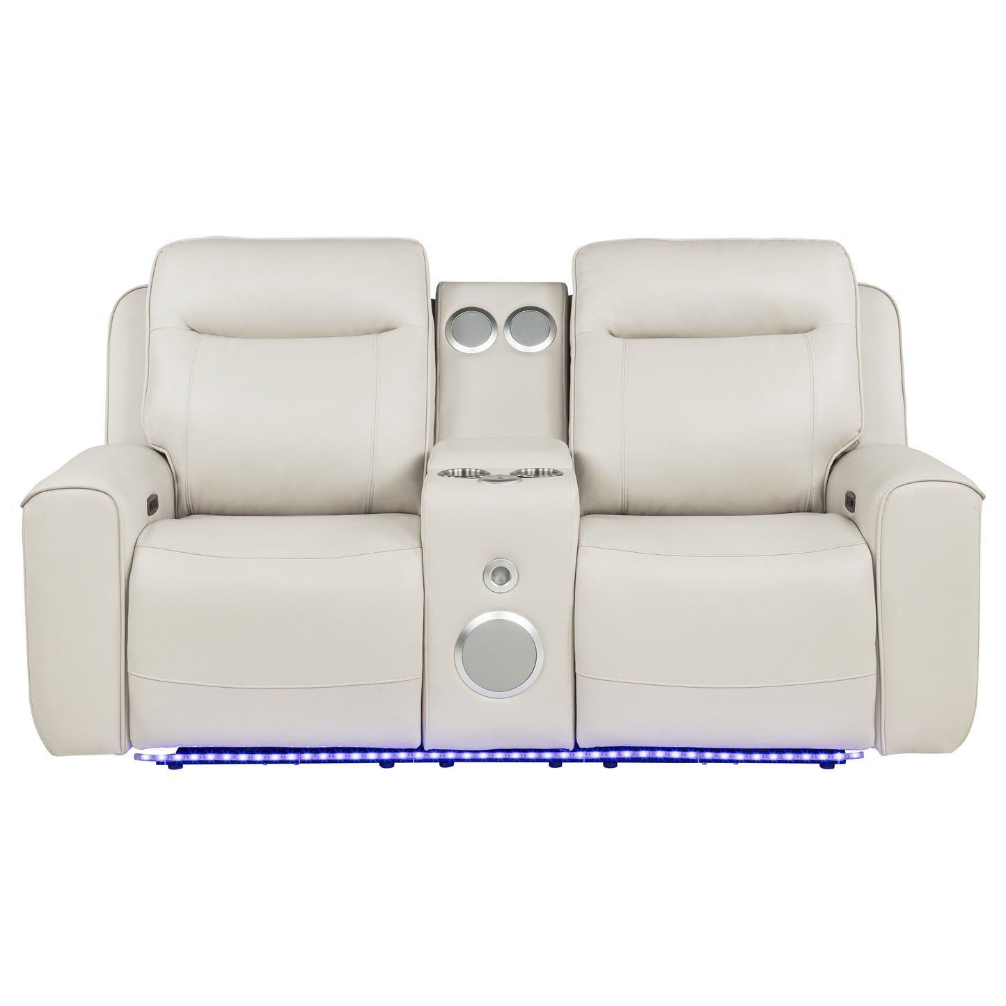 Rojas Dual Power Reclining Loveseat with Bluetooth Speakers Greige