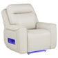 Rojas Dual Power Recliner with Cupholder Storage and LED Lighting Greige