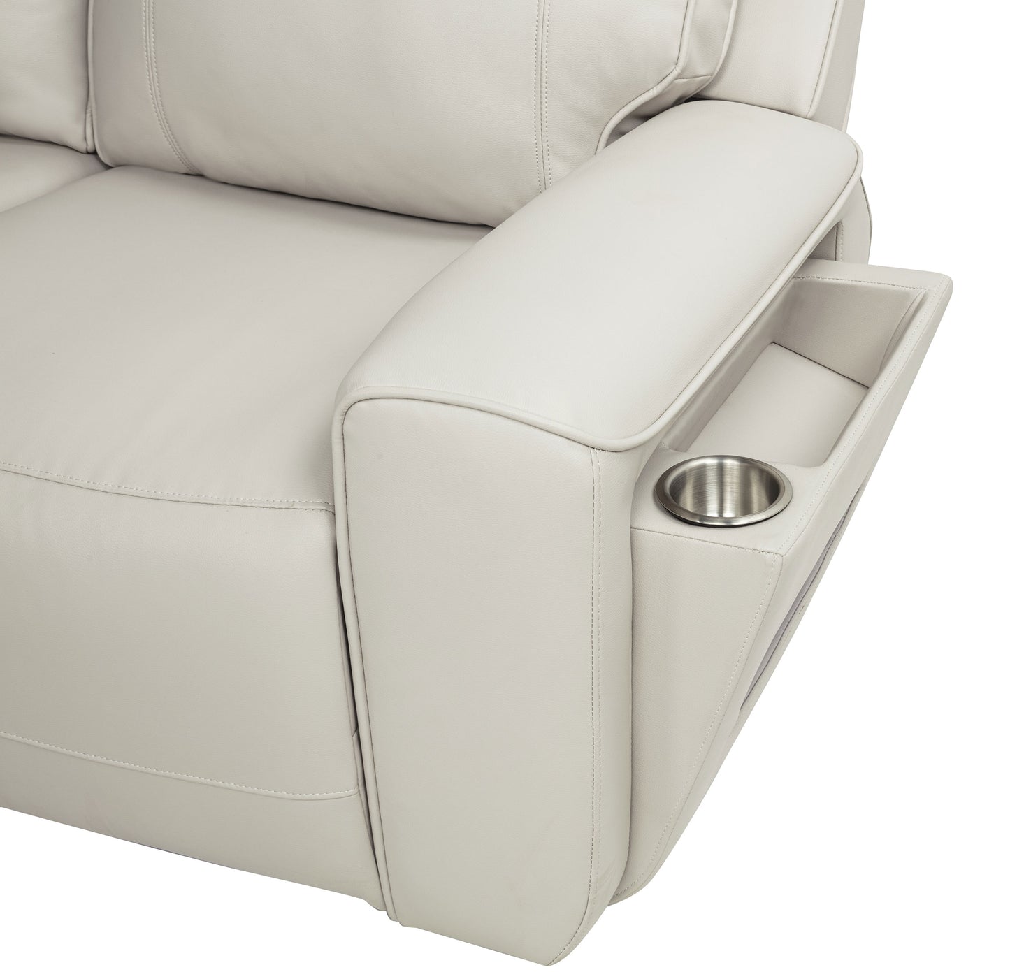 Rojas Dual Power Recliner with Cupholder Storage and LED Lighting Greige