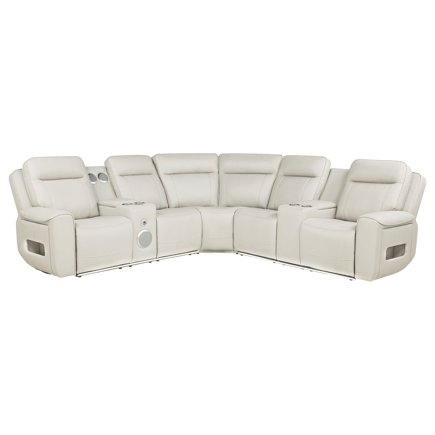 Rojas 3-Piece Dual Power L-Shaped Sectional Sofa with Bluetooth Greige